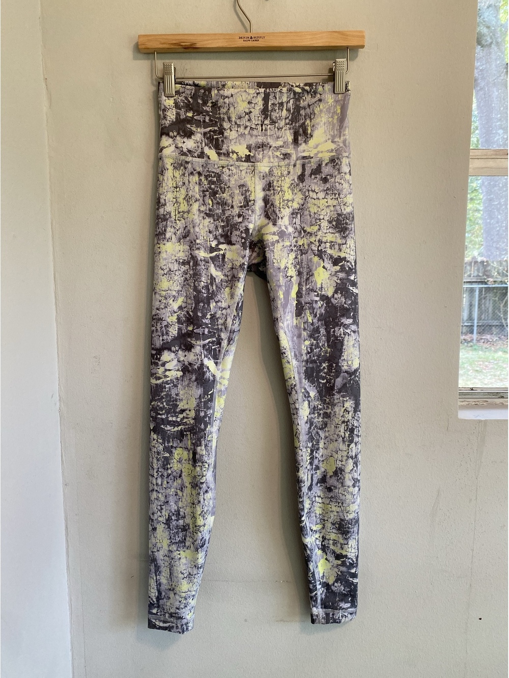 Lululemon Wunder Train High-Rise Gray Yellow Leggings Size 6